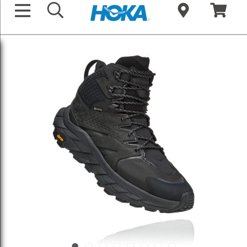 HOKA Boots Mens - size 12.5 Anacapa Mid GTX in Black Gore-Tex Vibram